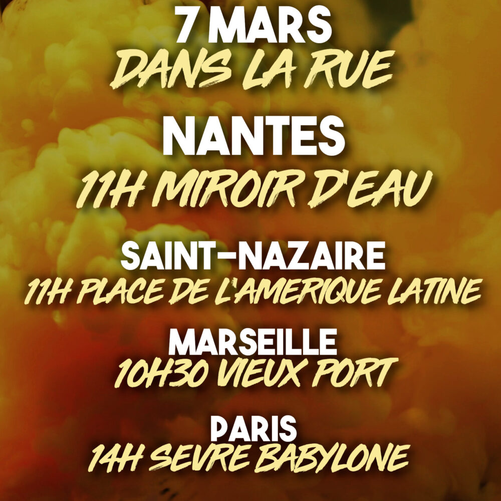 Mardi 7 mars : toutes et tous dans la rue