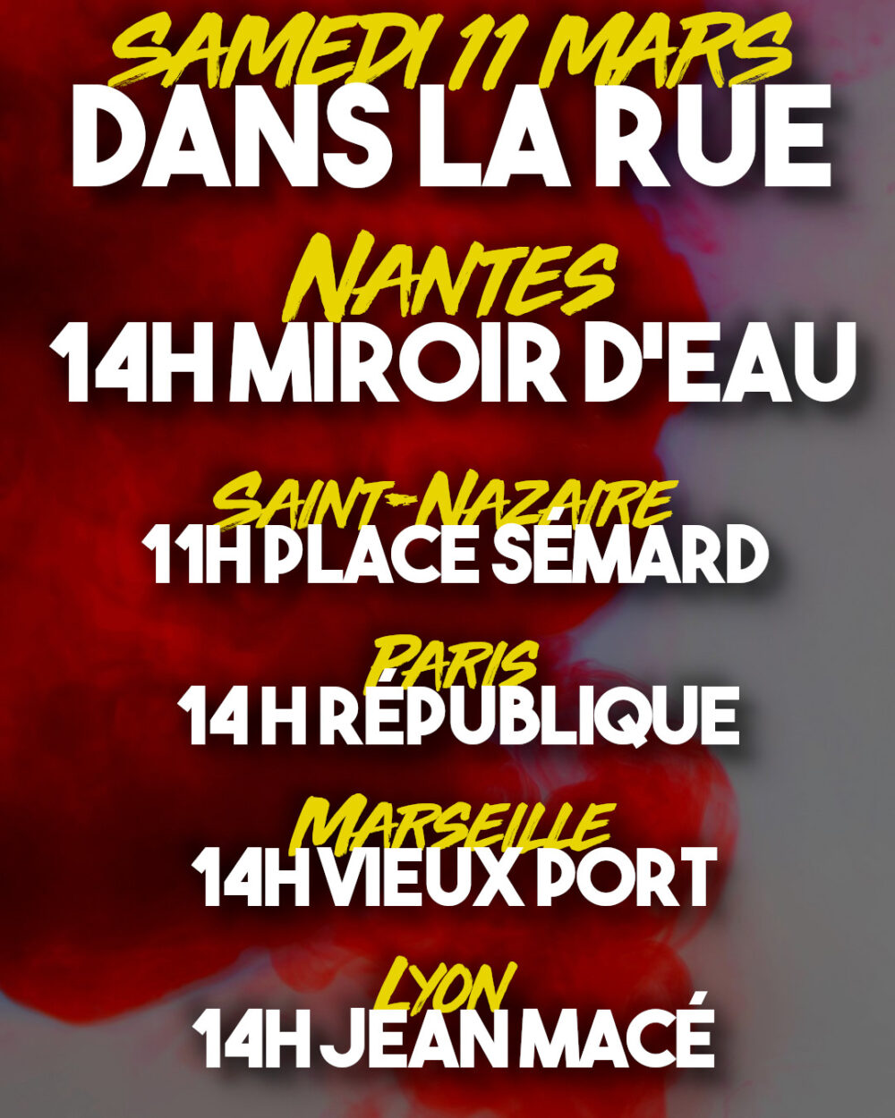 Samedi 11 mars : poursuivons l’offensive