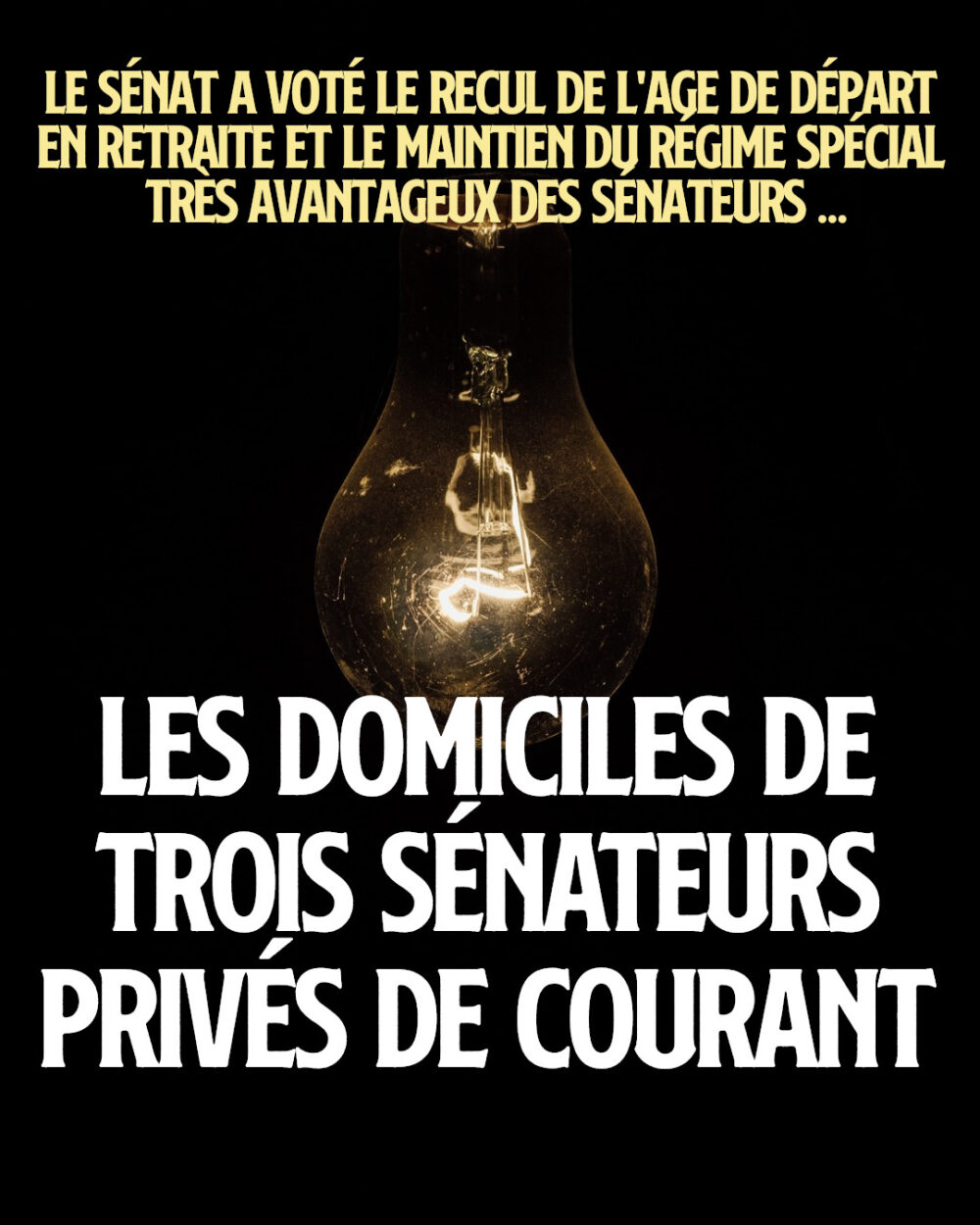 Des sénateurs privés de courant à leur domicile