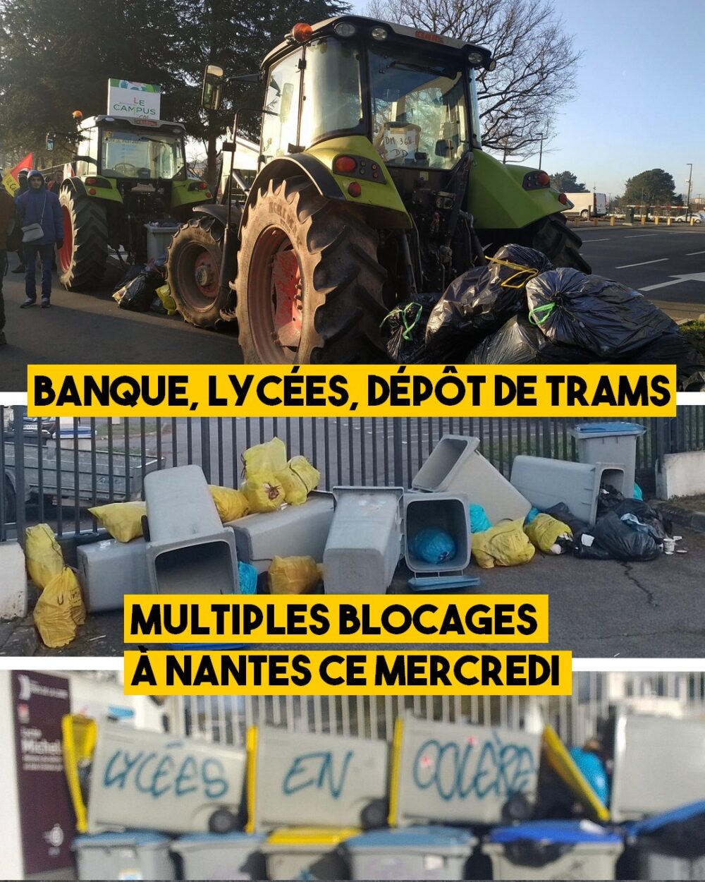 Nantes, 15 mars : les blocages se multiplient