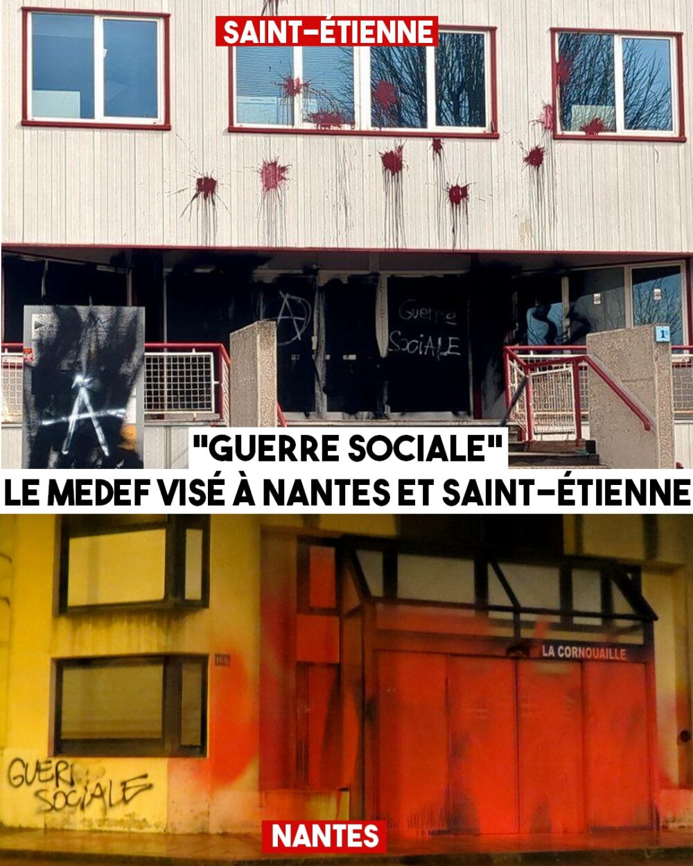 Guerre sociale : le MEDEF pris pour cible à Nantes et Saint-Étienne
