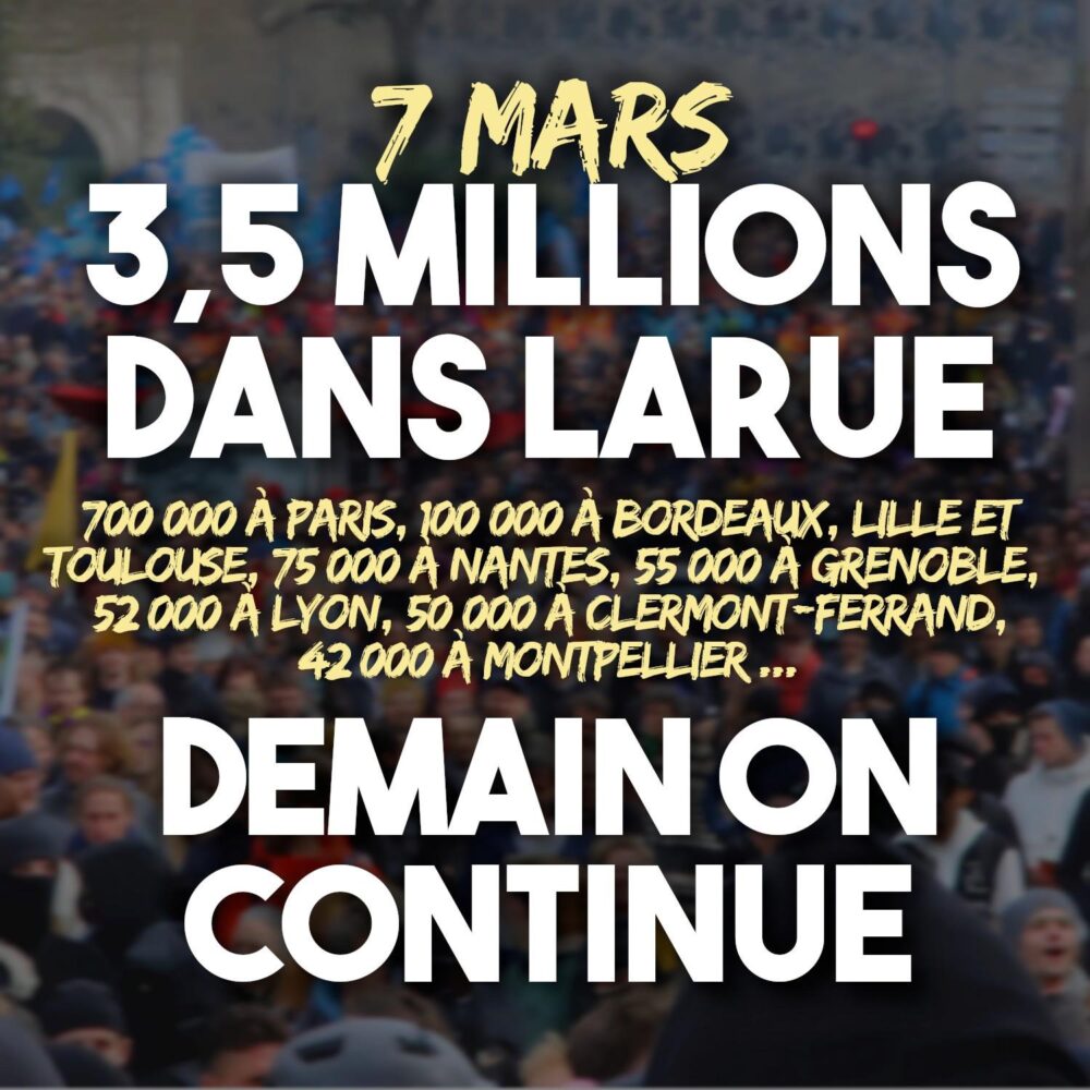 3,5 millions dans la rue, demain on continue