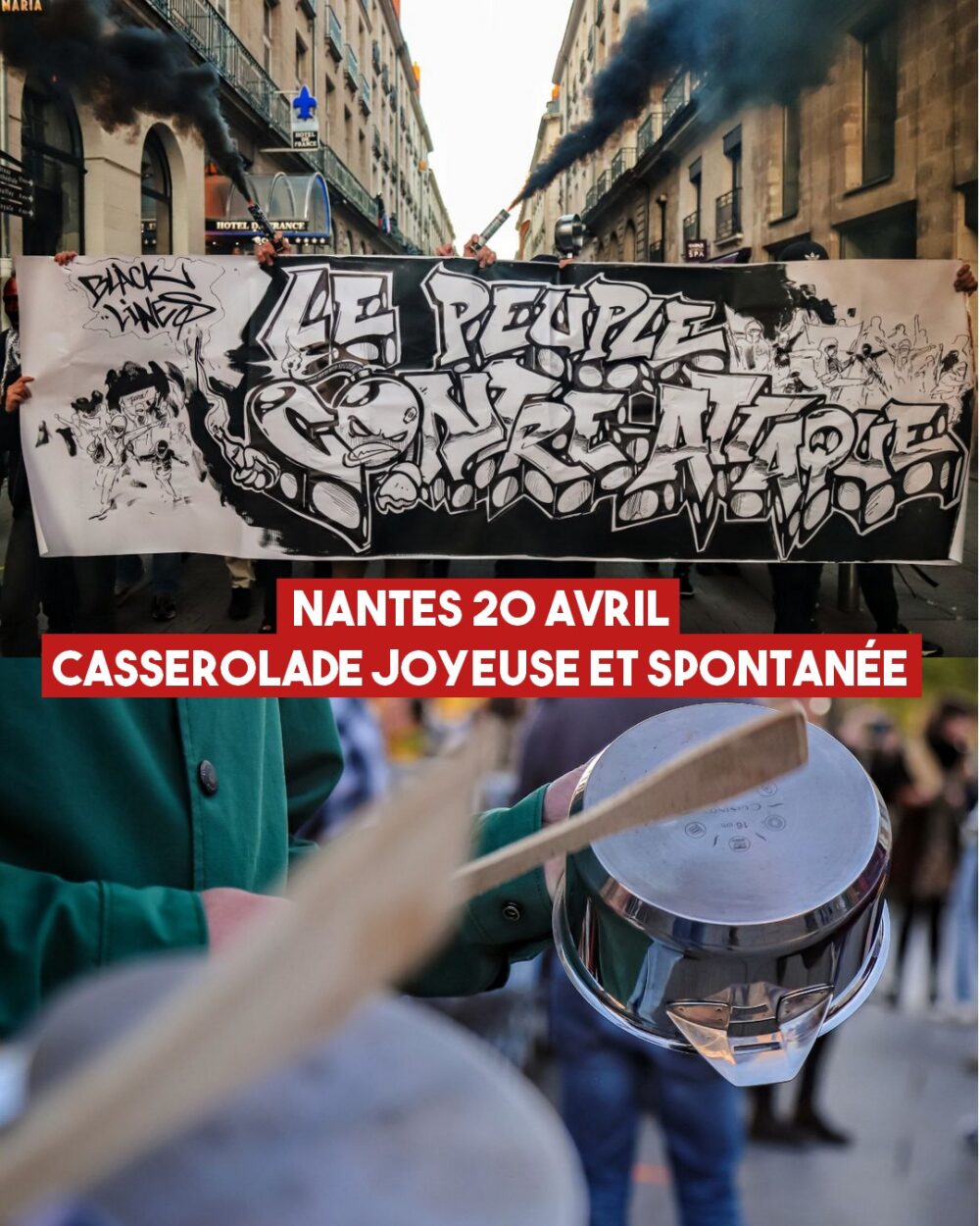 Nantes, 20 avril : les casseroles résonnent dans tout le centre-ville