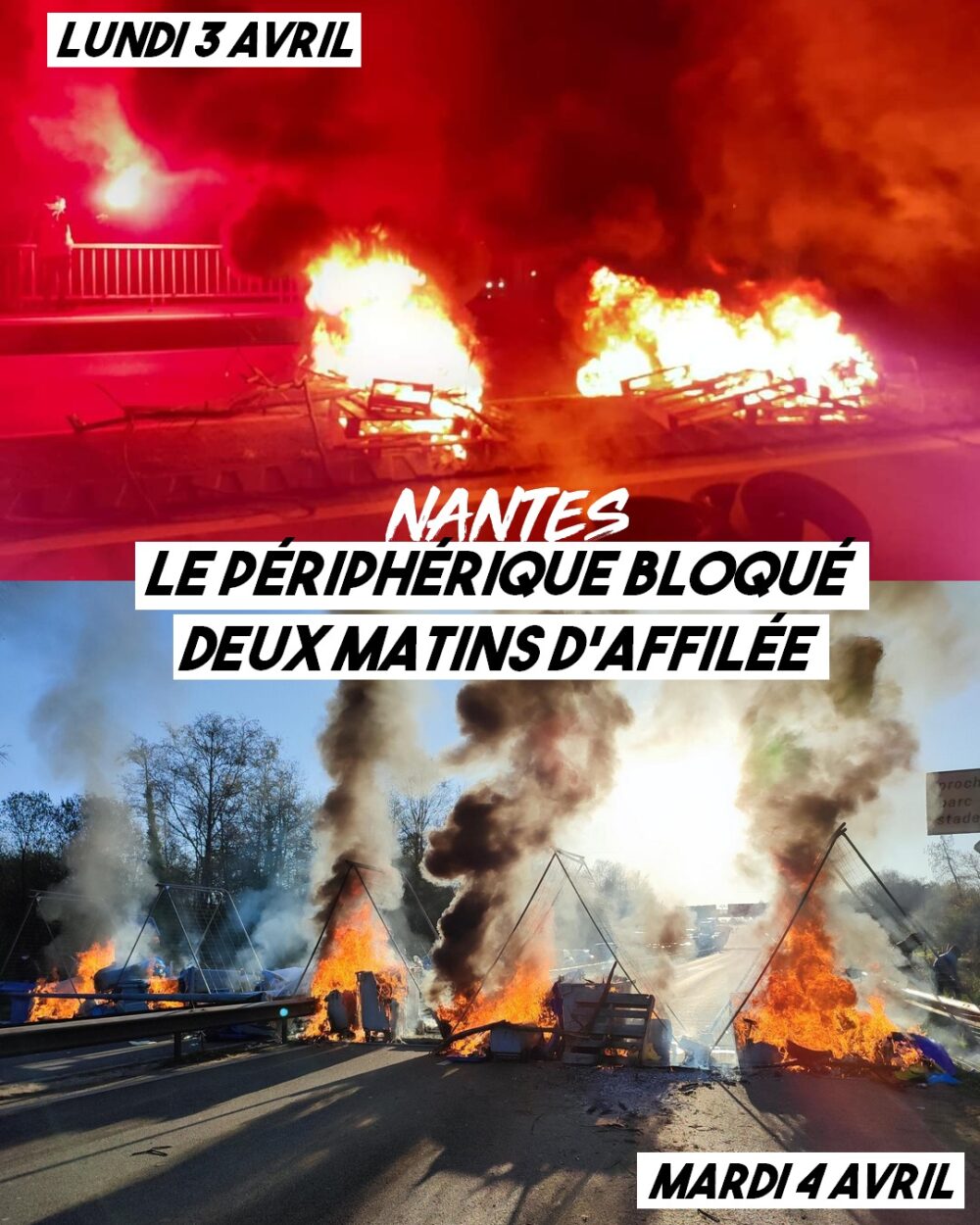 Nantes : blocage du périphérique deux jours d’affilée