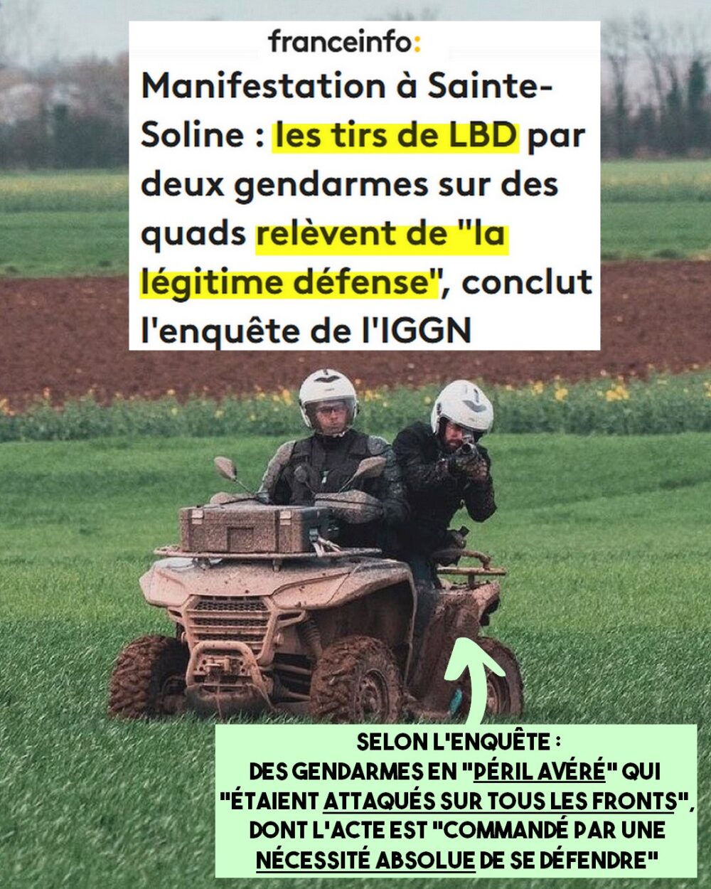 Affaire classée : les tirs de LBD des gendarmes en quad étaient « légitimes »