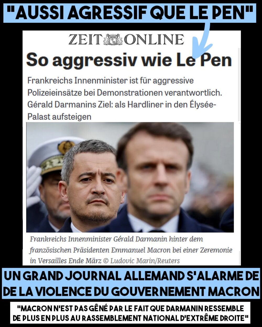 Vu d’Allemagne : Darmanin aussi dangereux que Le Pen