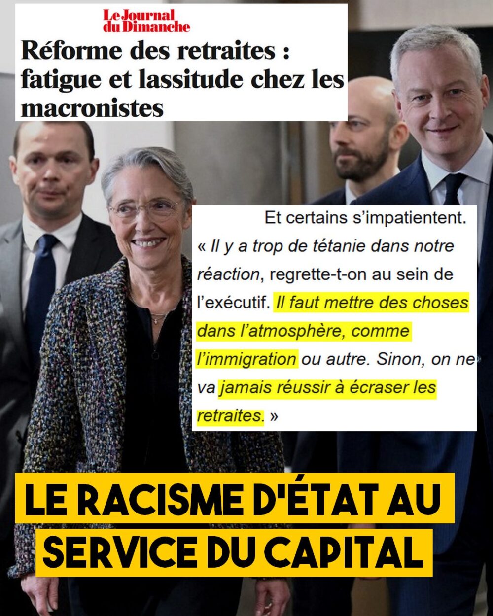 L’agenda raciste du gouvernement pour étouffer la contestation sociale