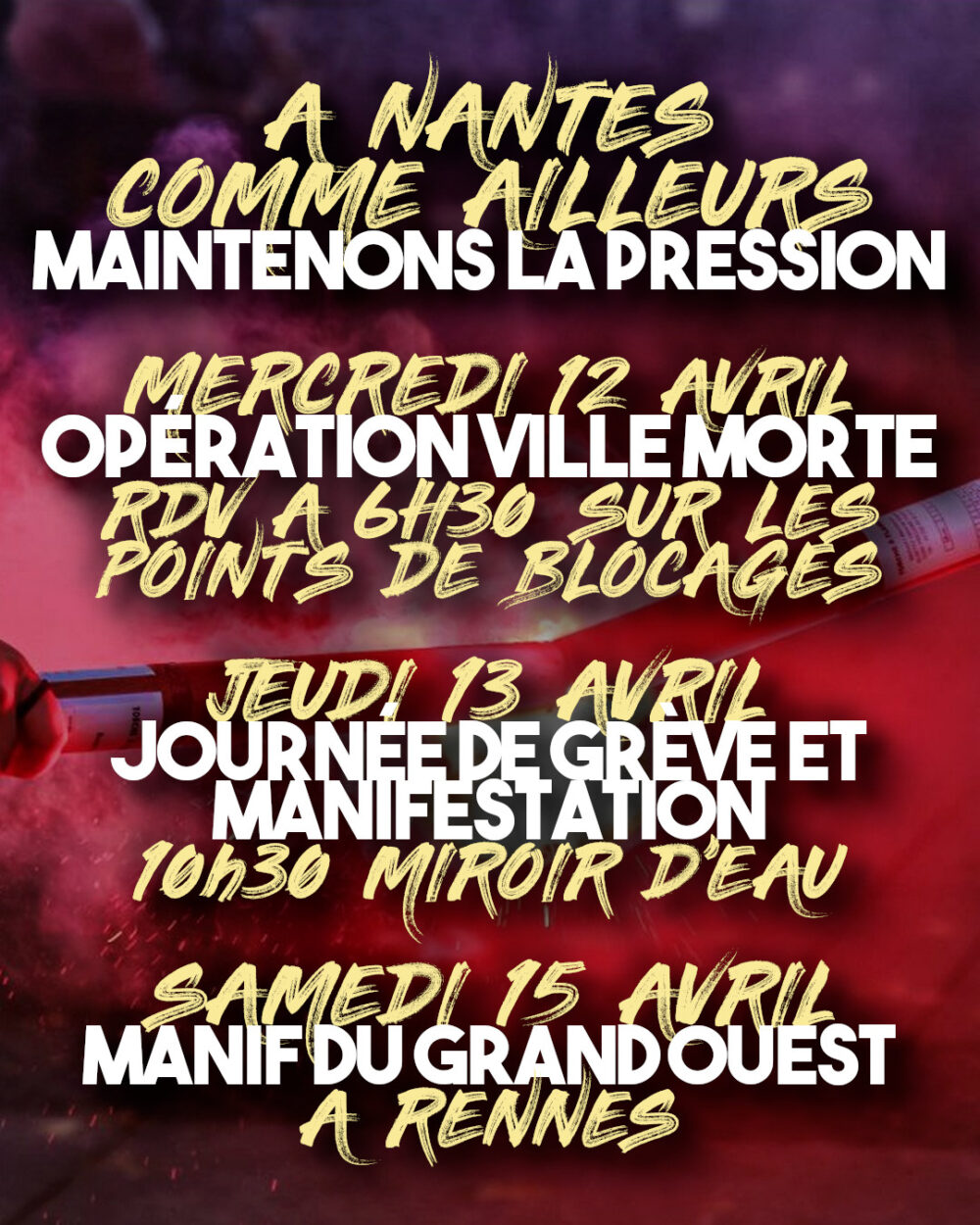 Cette semaine : maintenons la pression
