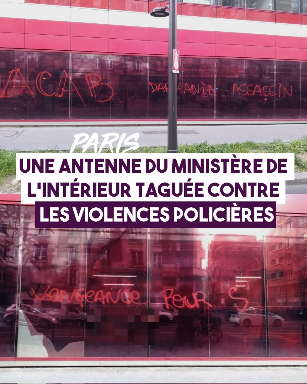 Paris : une antenne du ministère de l’Intérieur taguée contre la répression