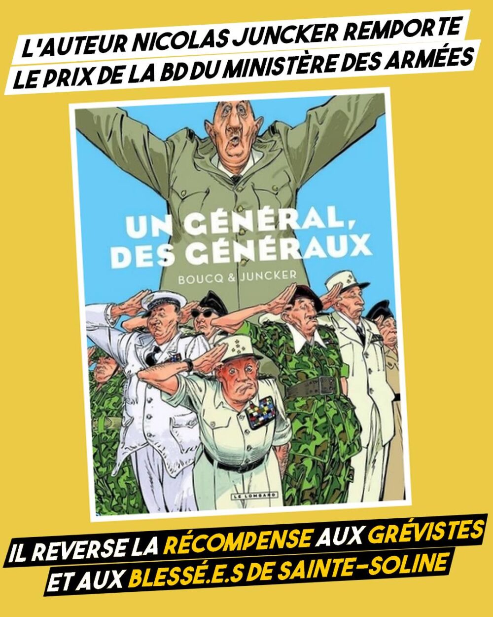 Un prix du Ministère des Armées reversé aux grévistes et blessé-es de Sainte-Soline