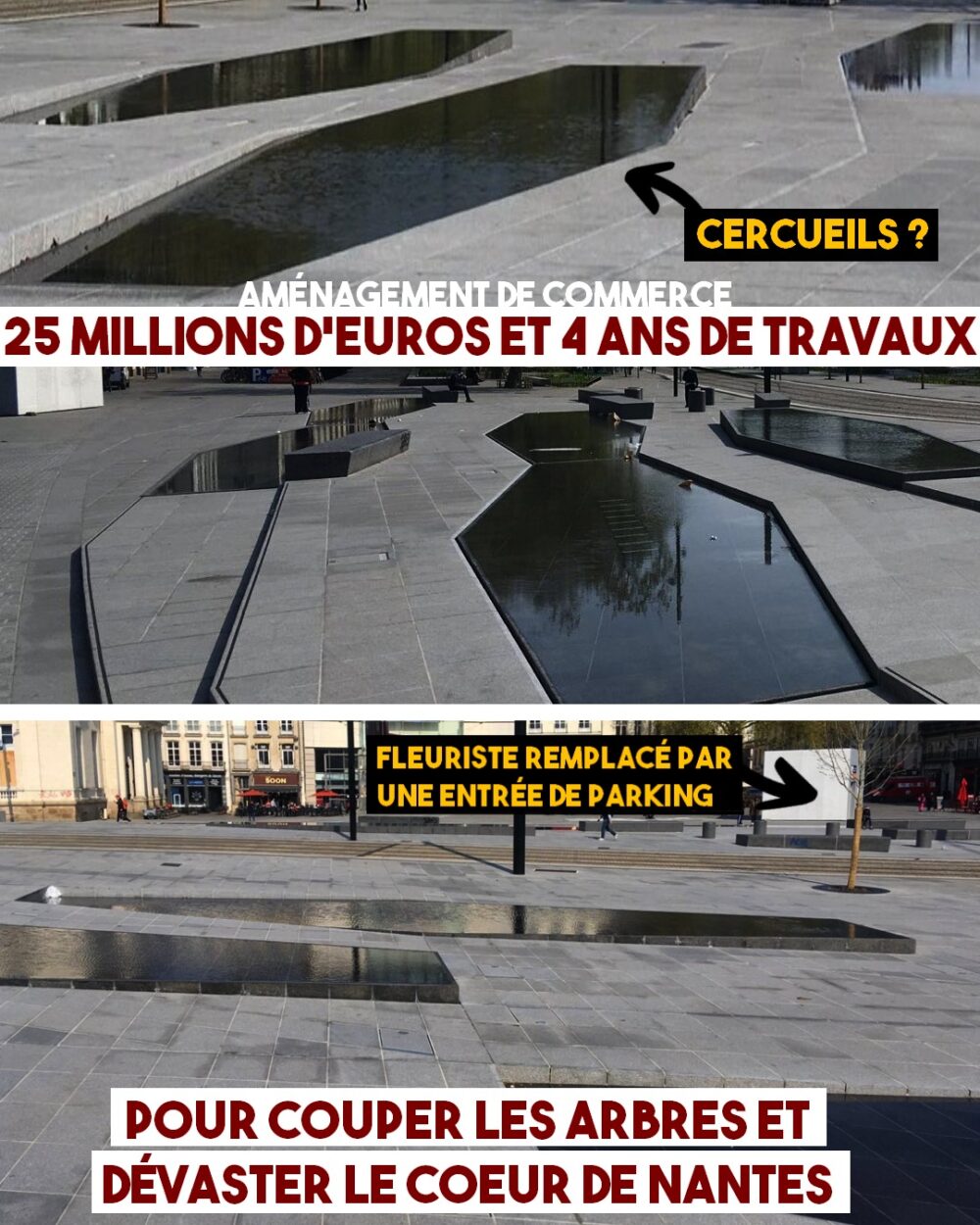 25 millions d’euros pour poser des cercueils et enlever des arbres au cœur de Nantes