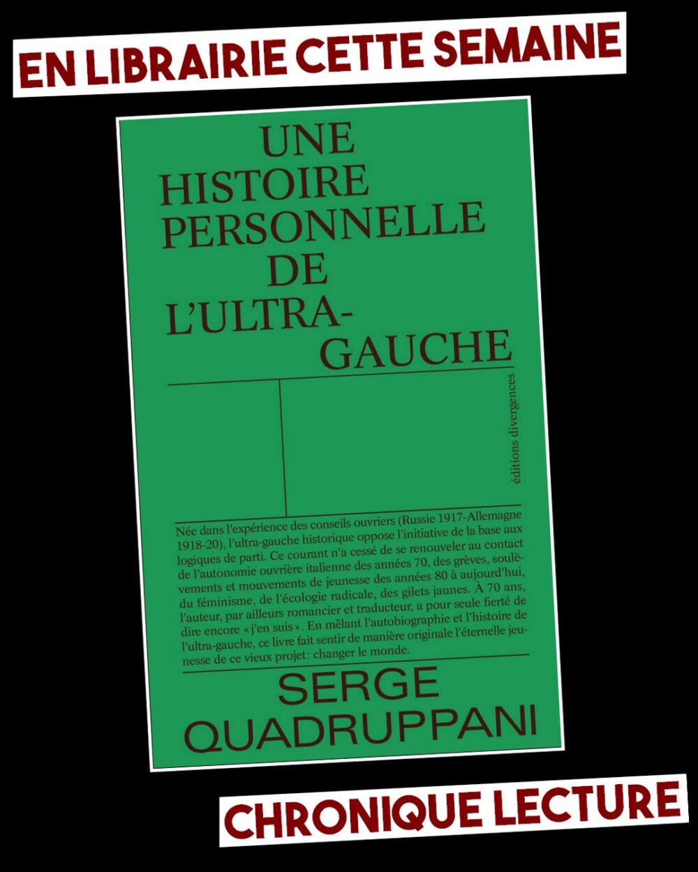 En librairie cette semaine, une lecture révoltée sur l’ultra-gauche