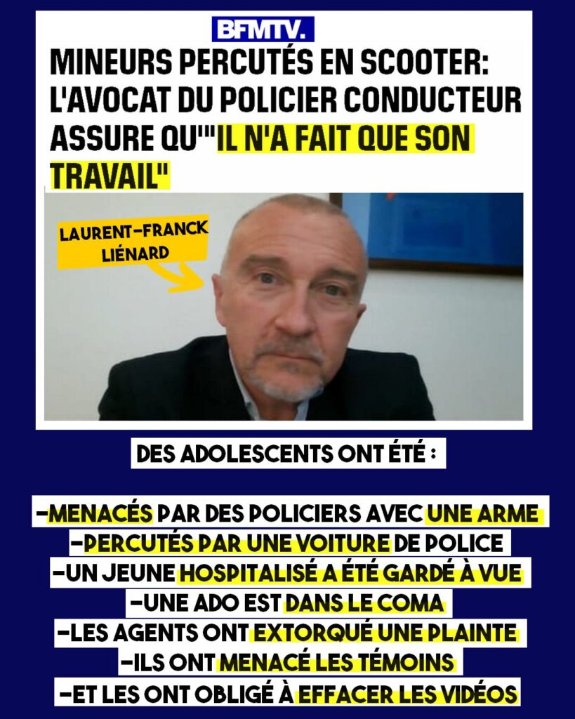 Laurent-Franck Liénard, avocat des policiers les plus violents, pour qui le travail de la police peut aboutir à la mort des gens.