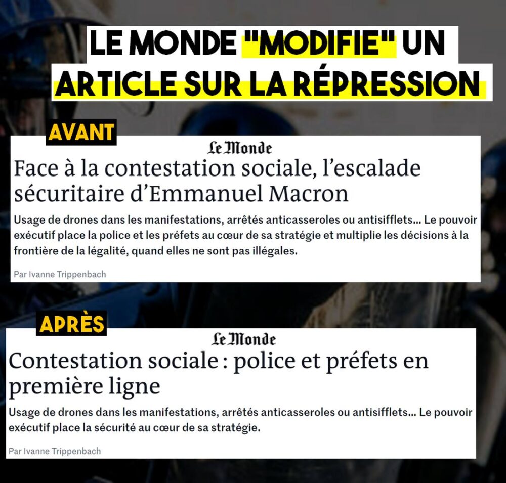 Le Monde modifie un article sur la répression