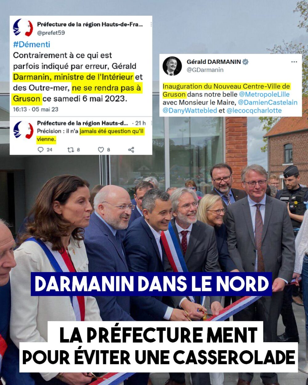 Pour que Darmanin échappe aux casseroles, la préfecture du Nord diffuse un mensonge