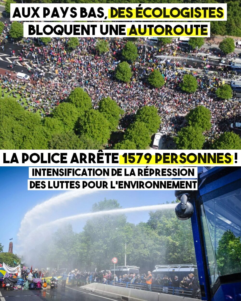 Rafle d’écologistes aux Pays-Bas : 1500 arrestations