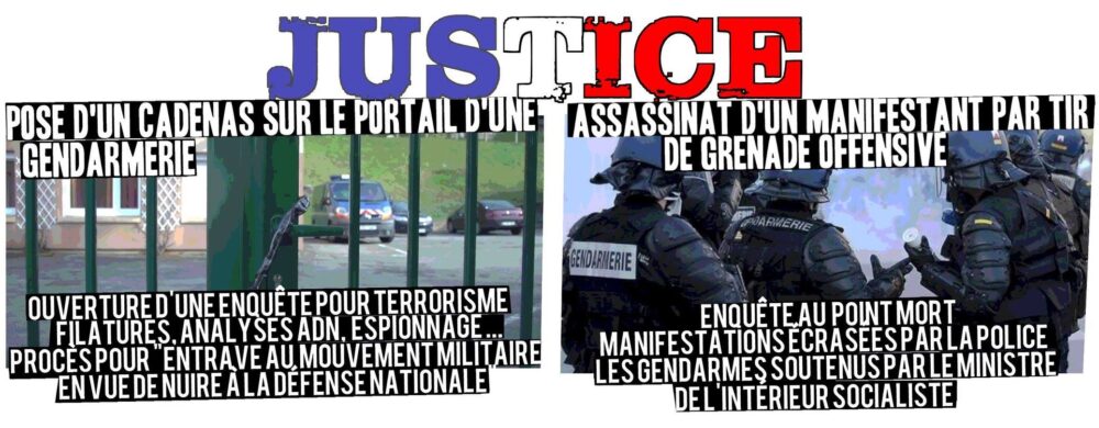 Impunité pour la mort d’un manifestant, Harcèlement policier pour la pose d’un cadenas sur une gendarmerie