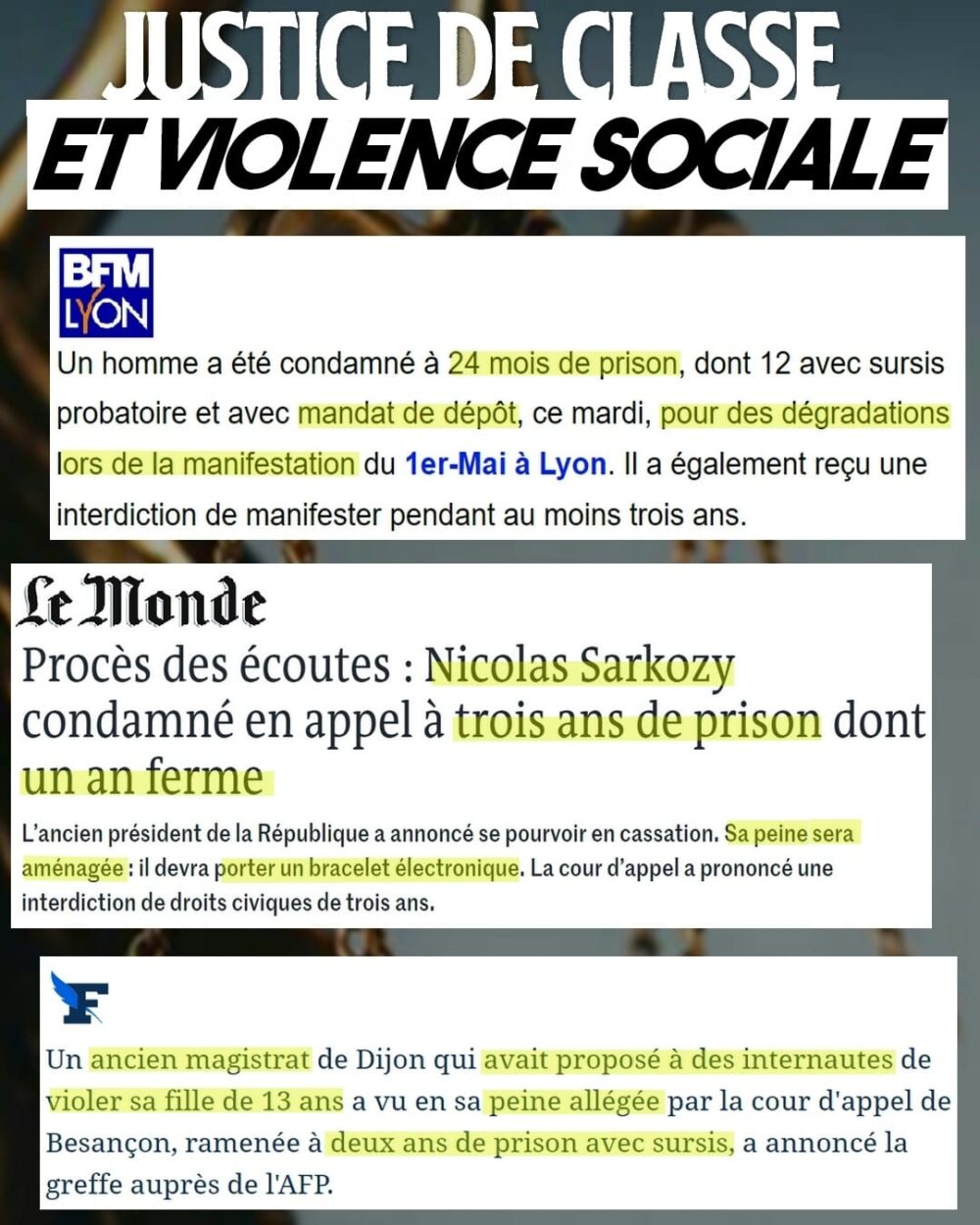 Justice de classe et violence sociale