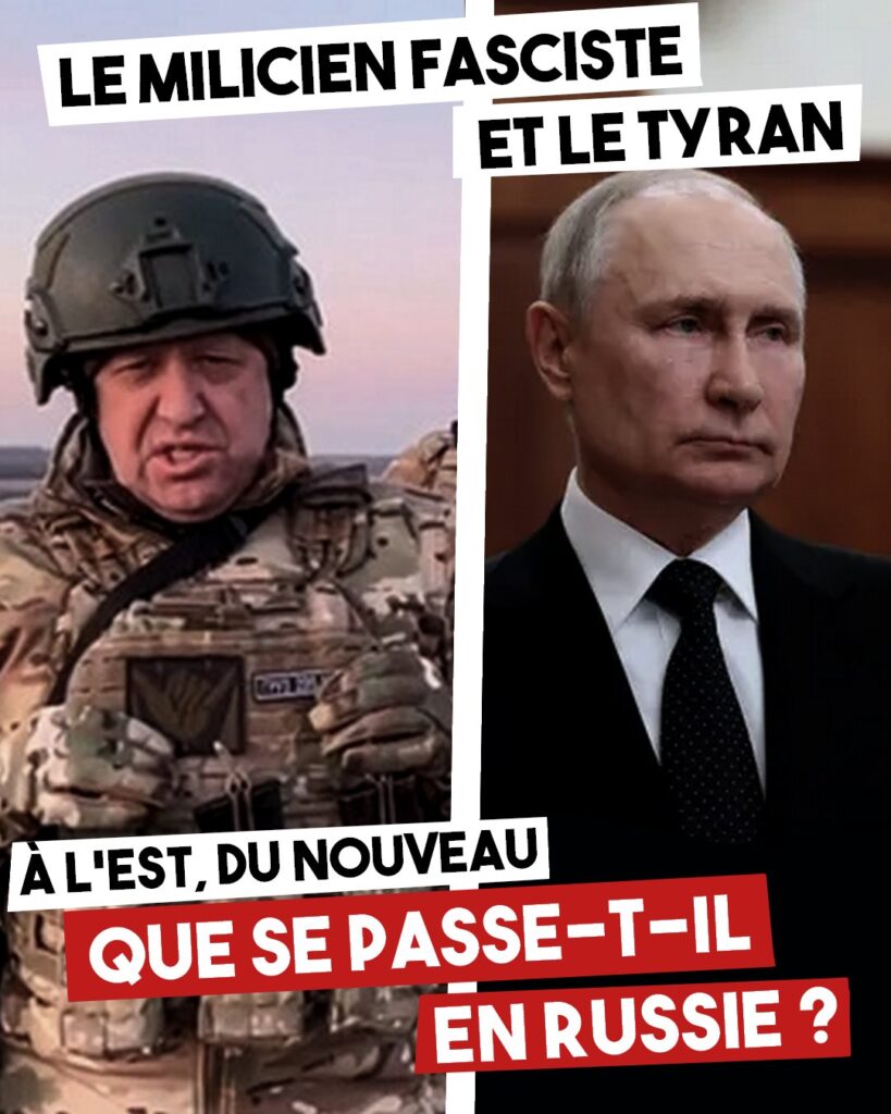 Photographies de Poutine à droite et Prigojine à gauche