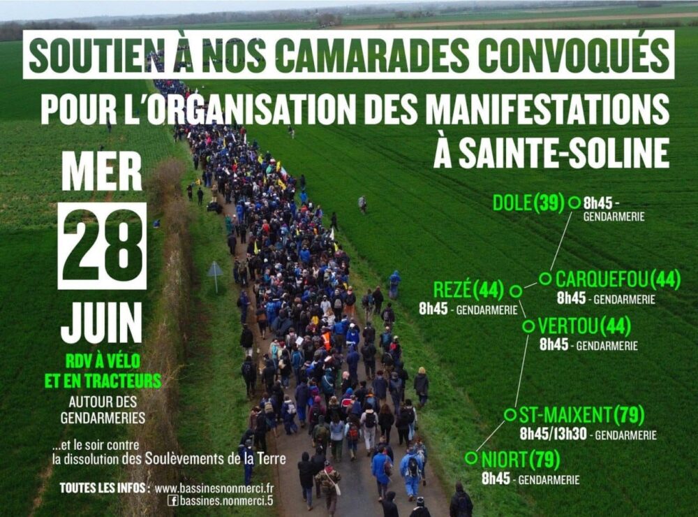 Sainte-Soline : 8 convocations dans 6 gendarmeries ce mercredi