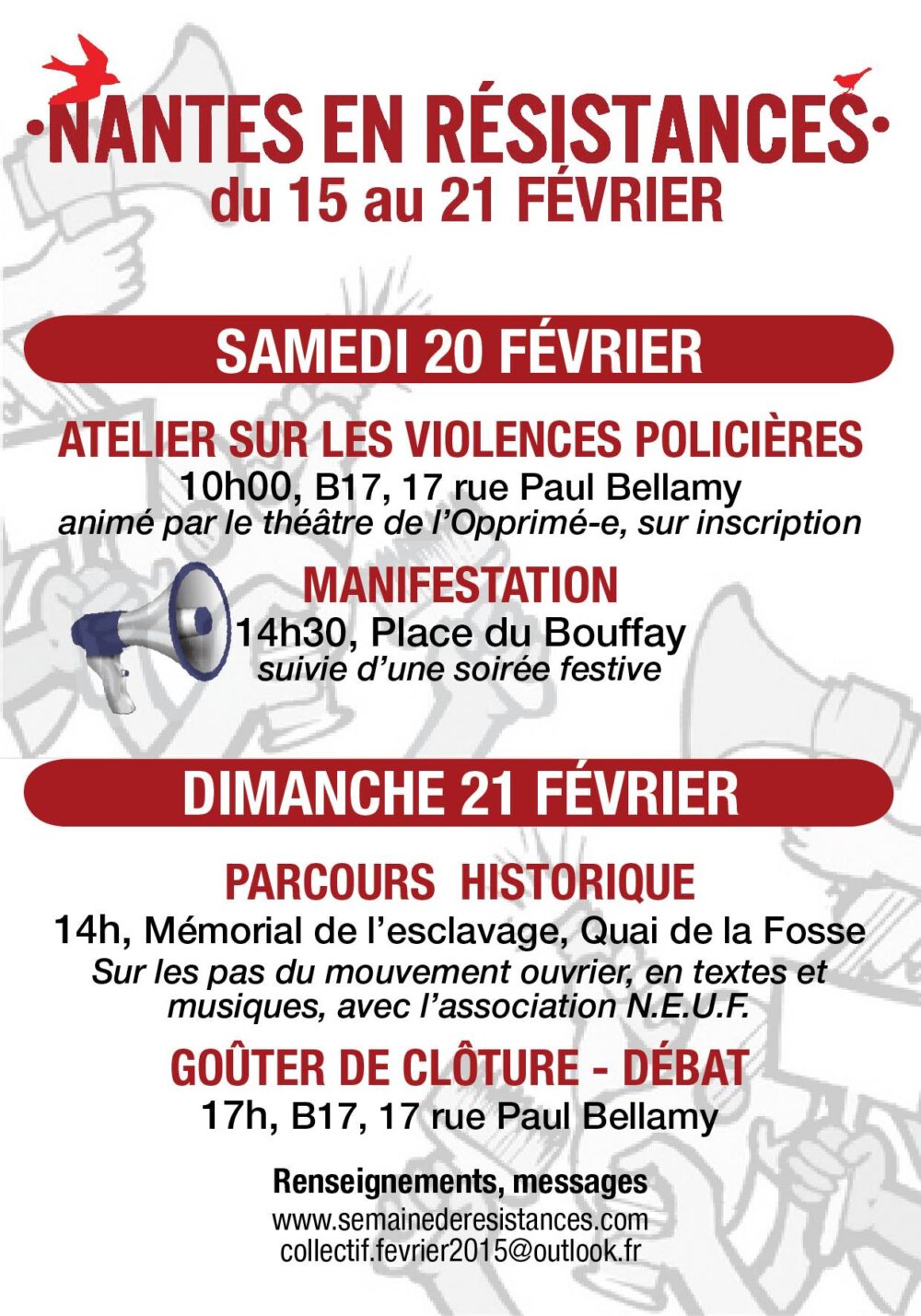 La semaine de résistances, ce sera à Nantes du 15 au 21 février