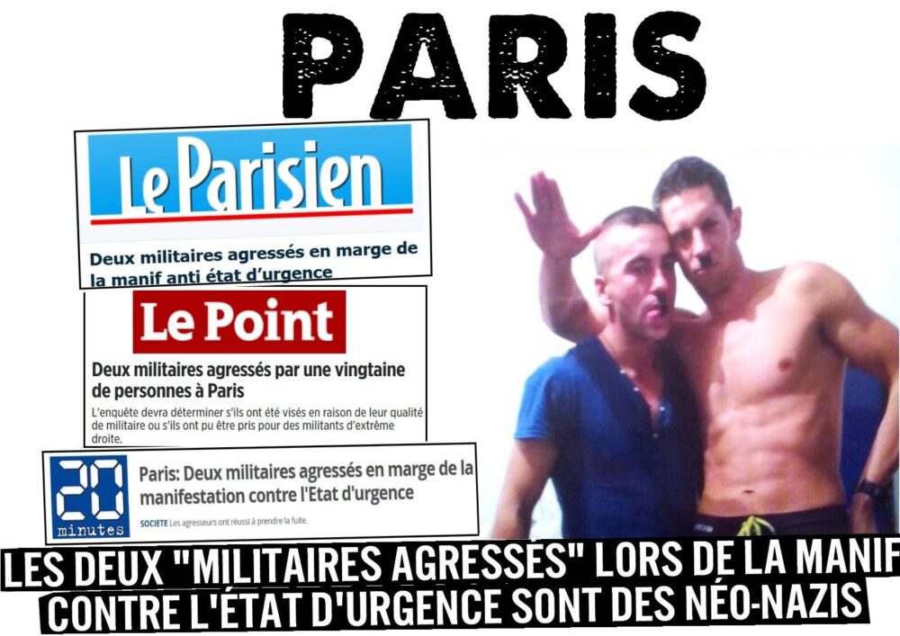 Paris : les « militaires agressés » à la manifestation contre l’état d’urgence étaient des provocateurs néo-nazis