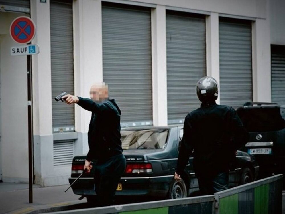 Policier aux abords d’une manifestation. Paris. 26 mai 2016.