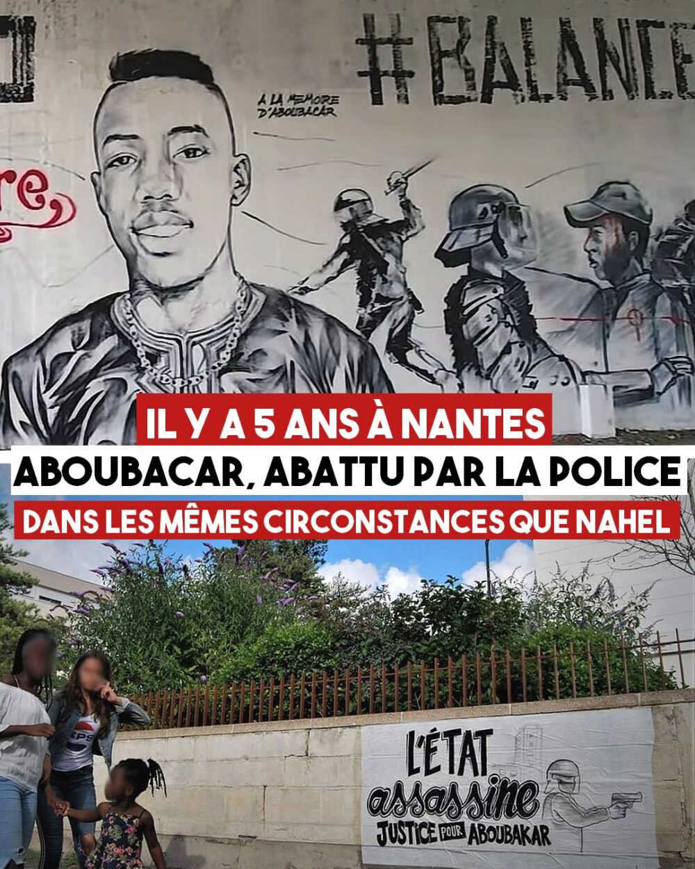 Il y a 5 ans à Nantes : Aboubacar, tué par un CRS dans les mêmes circonstances que Nahel