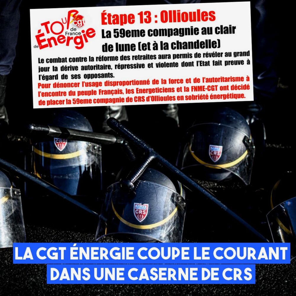 La CTG Énergie prive une caserne de CRS d’électricité