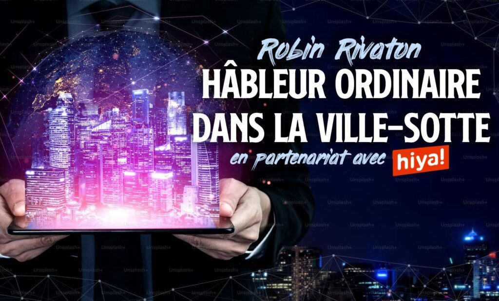 Un majordome, peut-être Robin Rivaton, tient un quartier d'affaire entre ses mains : une smart city contrôlable.