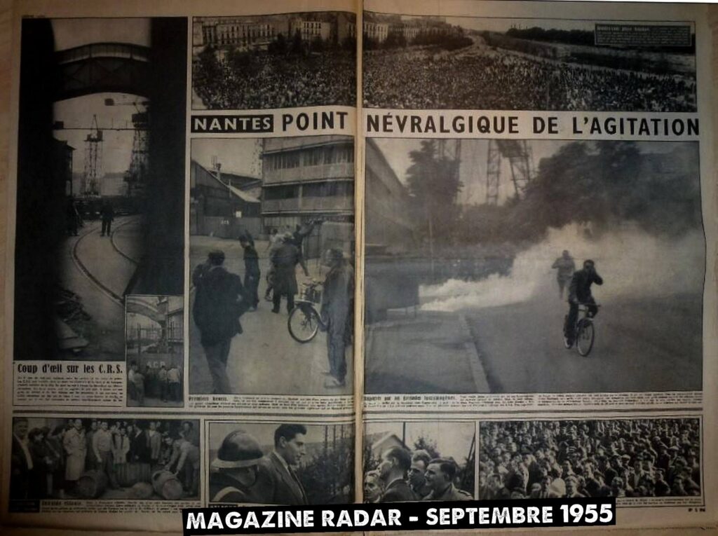 Les grèves de Nantes vues par le magazine Radar en 1955.