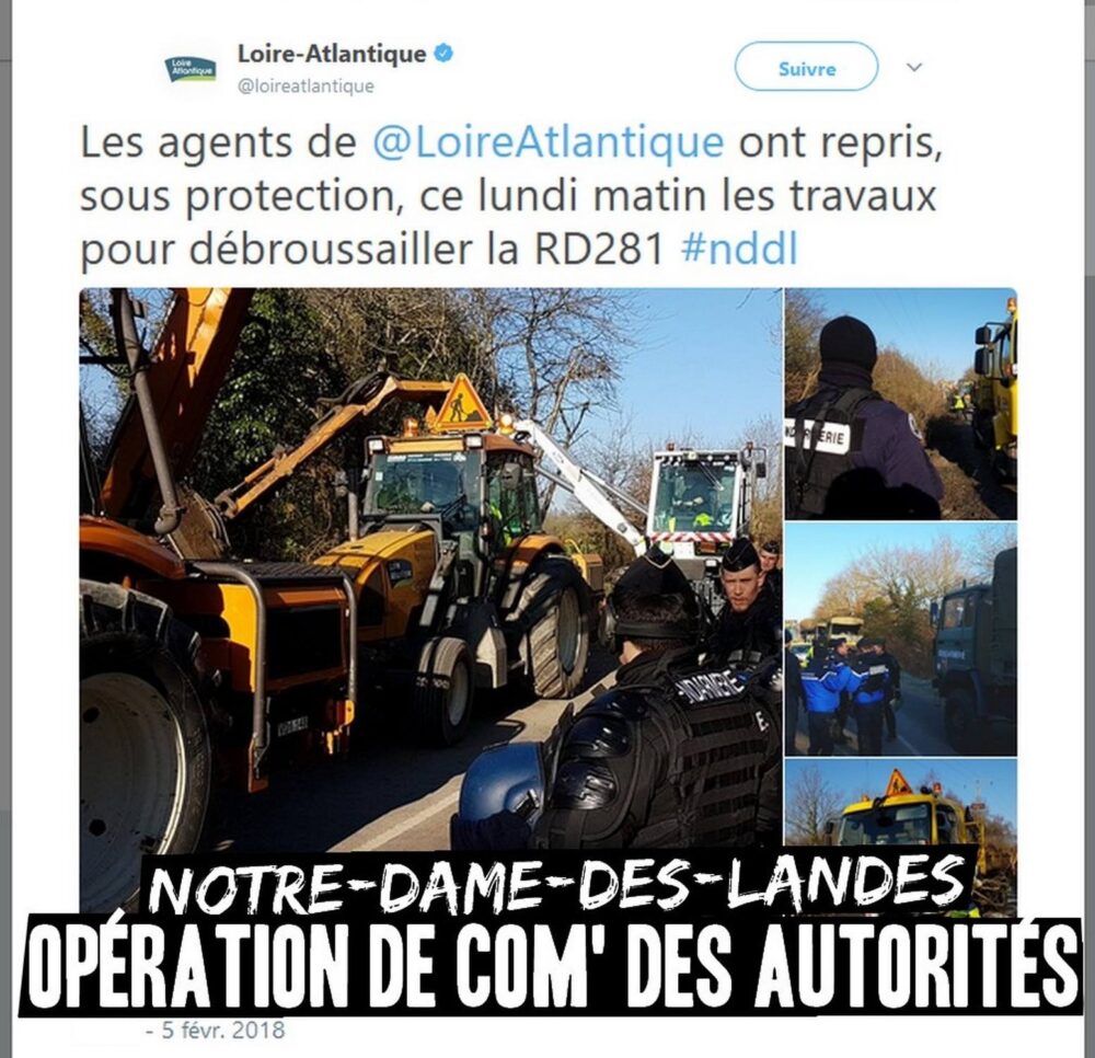 Lundi 5 février : l’État fait son show sur la ZAD