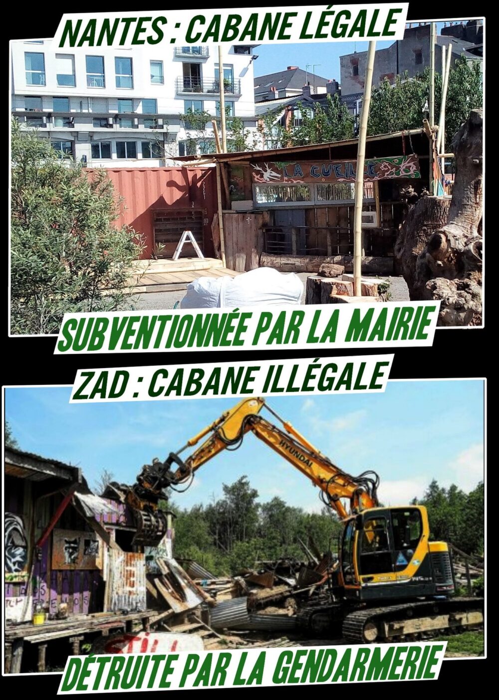 Nantes – la mairie subventionne des cabanes imitant celles de Notre-Dame-des-Landes !