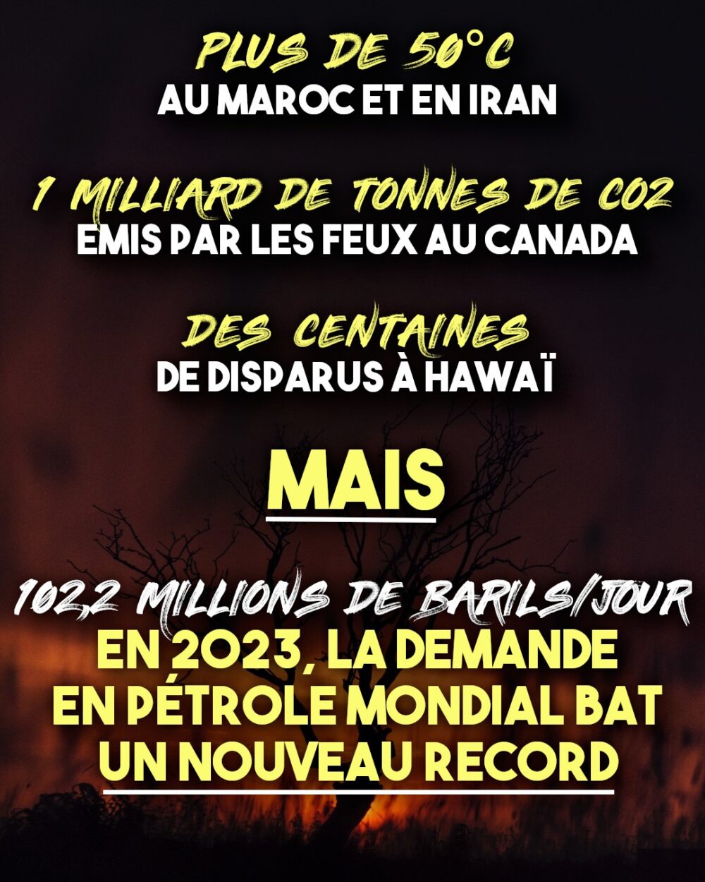 Pendant que la planète brûle, la demande en pétrole continue d’augmenter