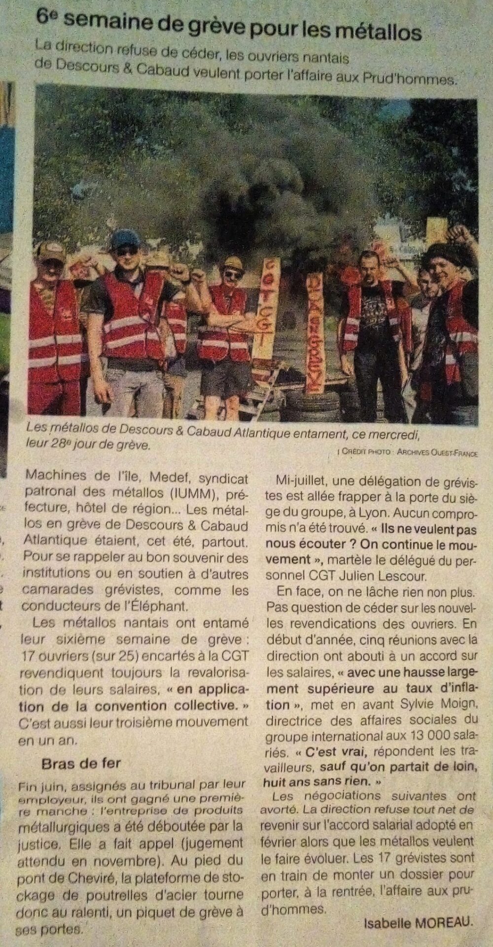 Sixième semaine de grève pour les métallos nantais