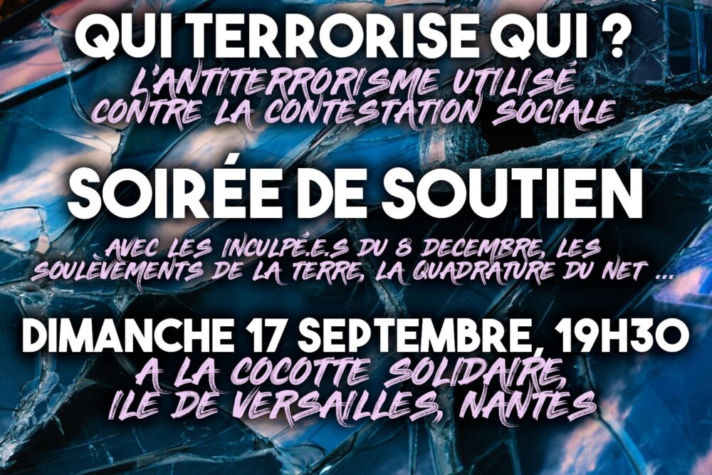 Qui terrorise qui ? Soirée de soutien à Nantes, dimanche 17 septembre