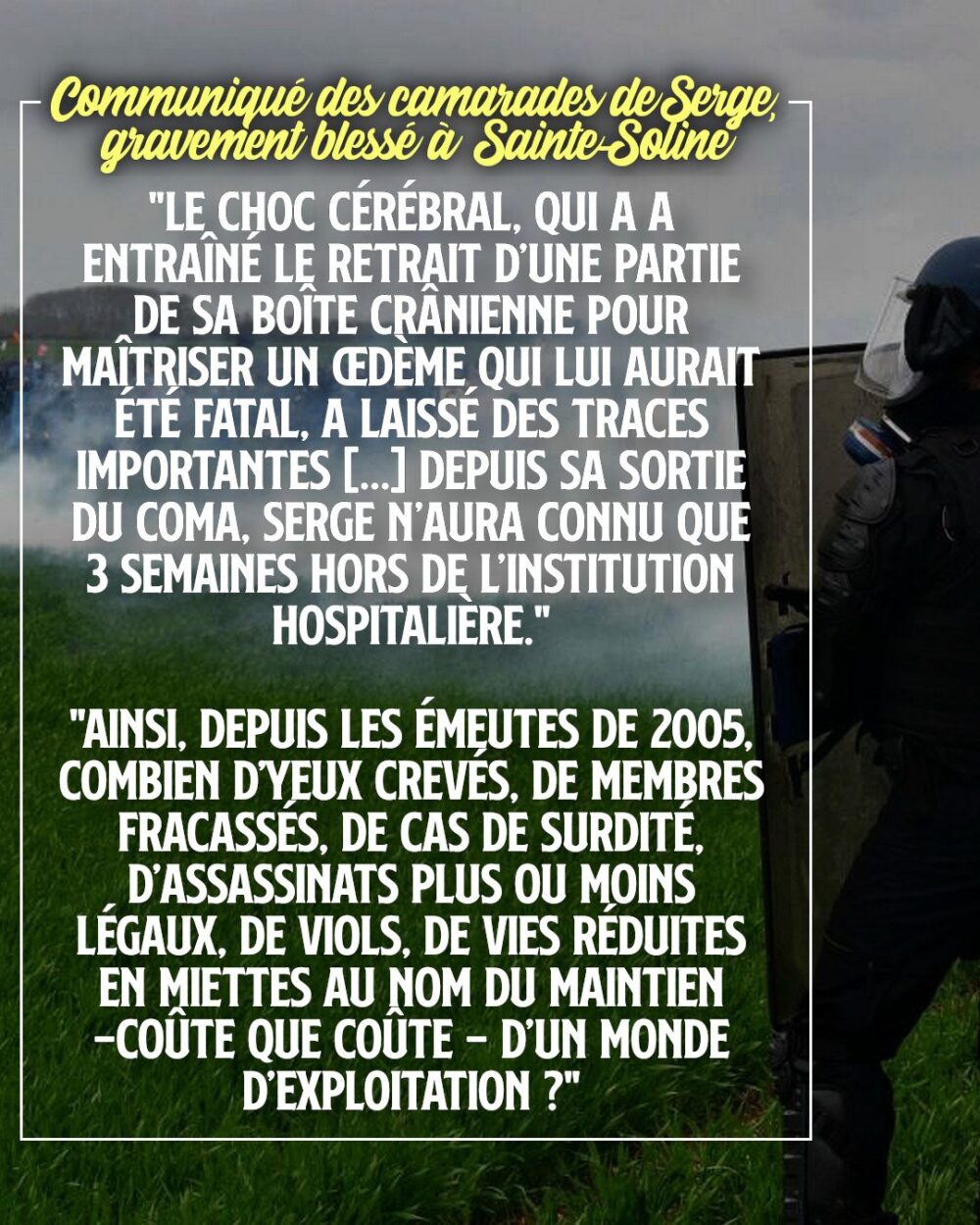 Nouveau communiqué des camarades de Serge