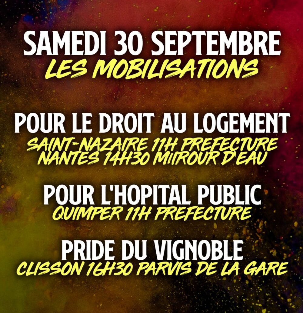 Samedi 30 septembre : les mobilisations