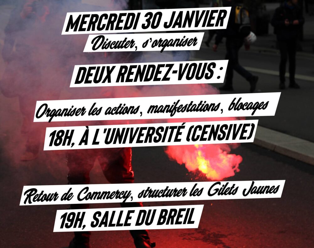 Mercredi 30 janvier : assemblée des Gilets Jaunes