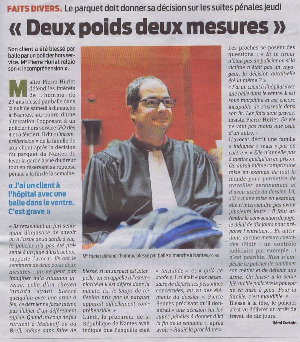 Scandale du tir du policier de la BAC : « Deux poids, deux mesures »