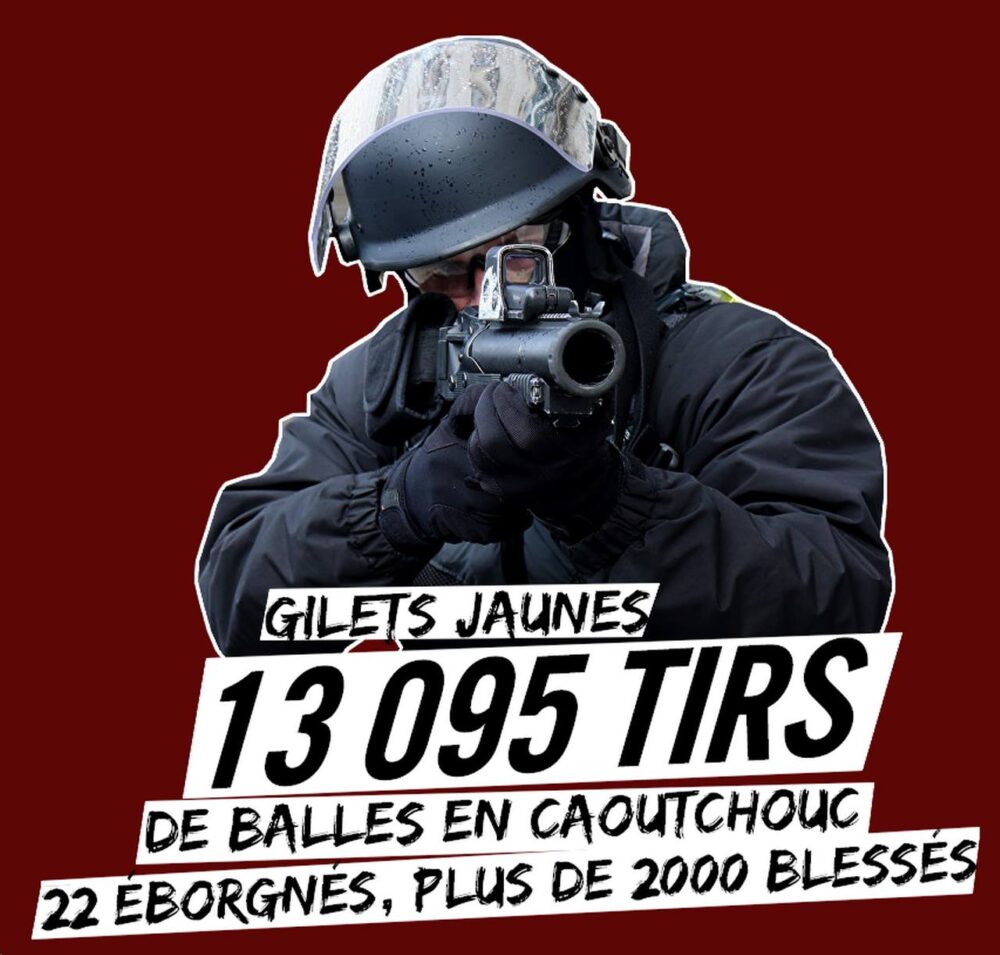 13.095 tirs de balles en caoutchouc sur les Gilets Jaunes