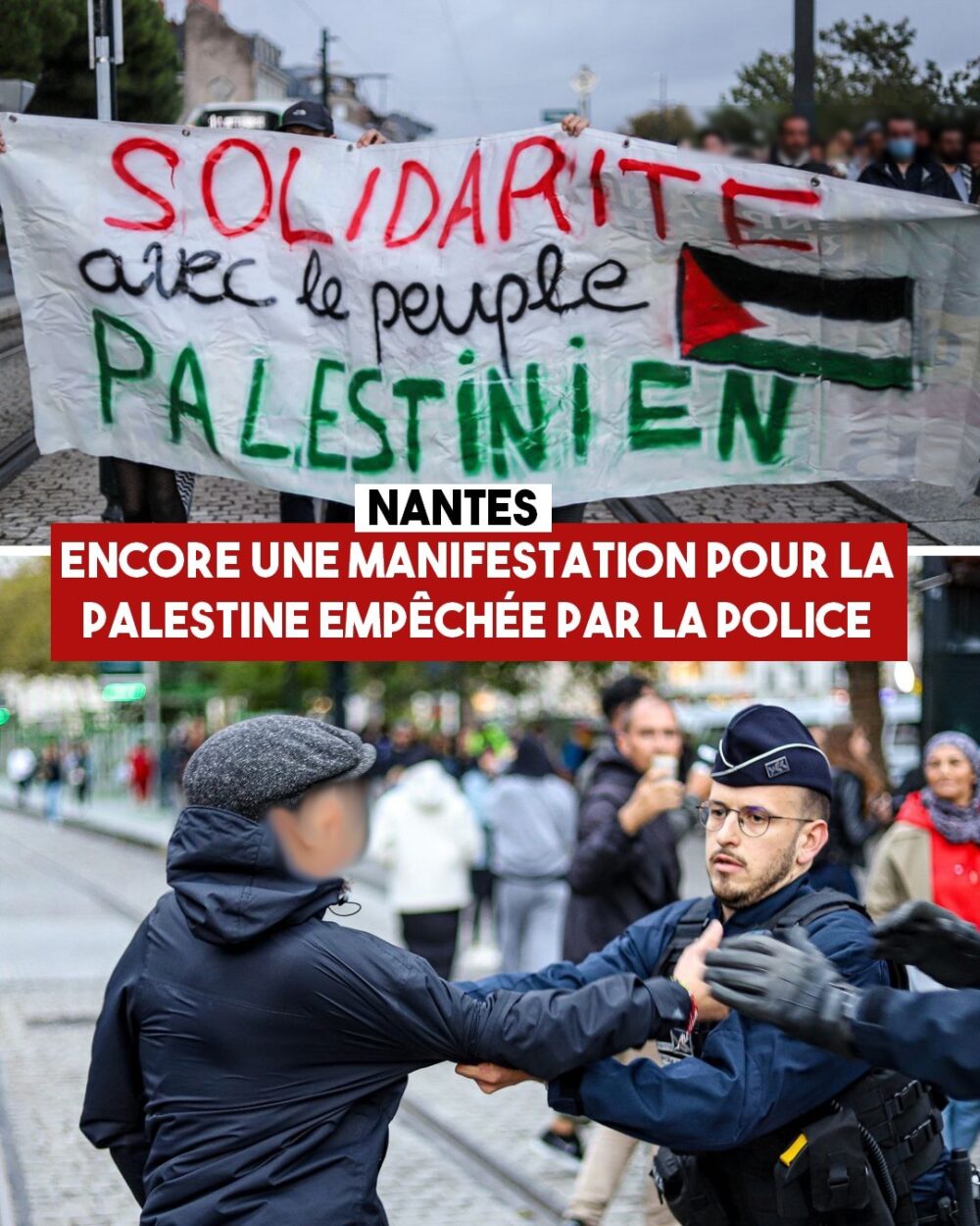 Nantes : des centaines de personnes empêchées de marcher pour la Palestine