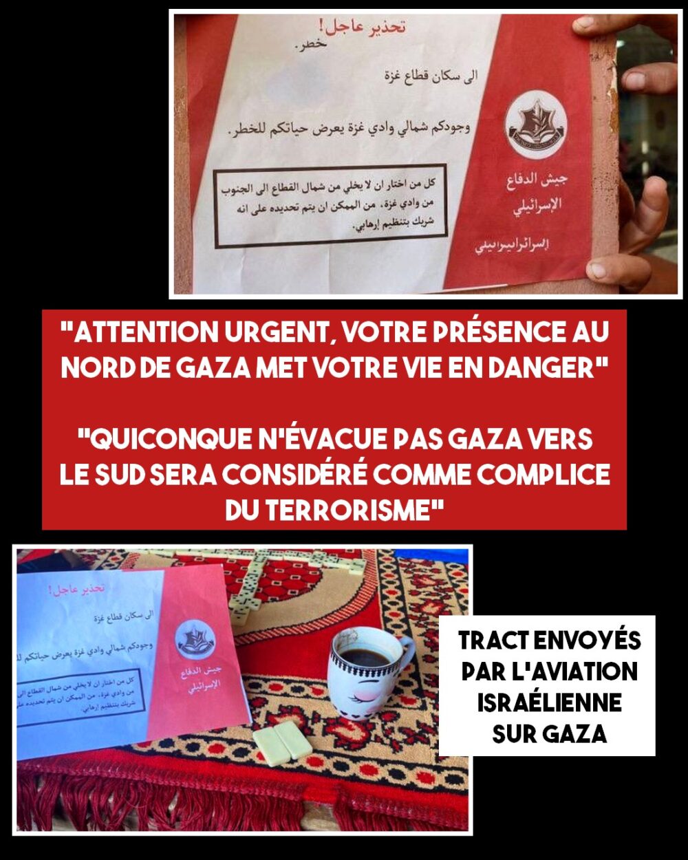 Un tract menace de mort les habitants de Gaza