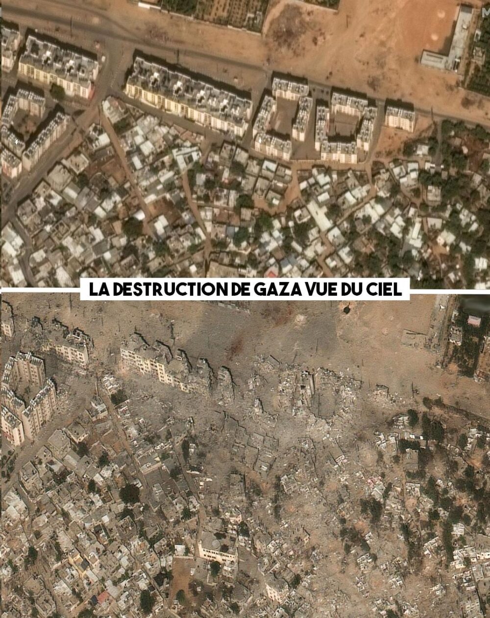 La destruction de Gaza vue du ciel