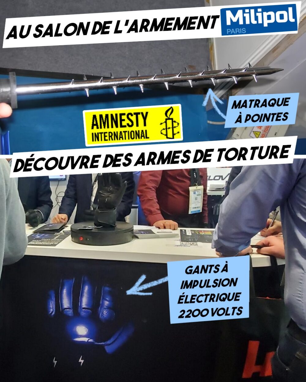 Salon MILIPOL : des outils de torture repérés par Amnesty International