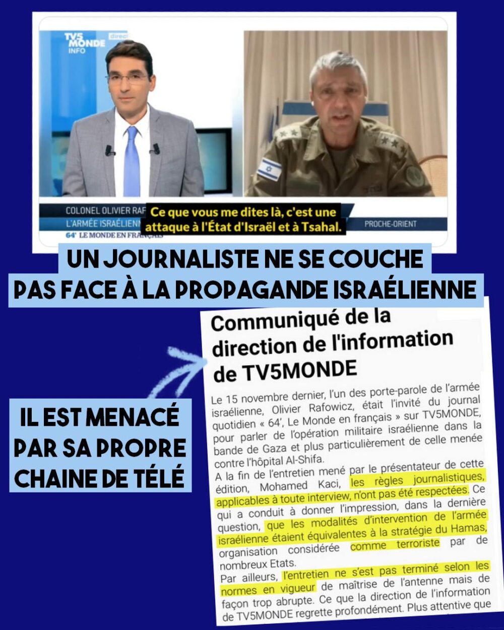 Crimes de guerre israéliens : quand un média public menace son seul journaliste indépendant