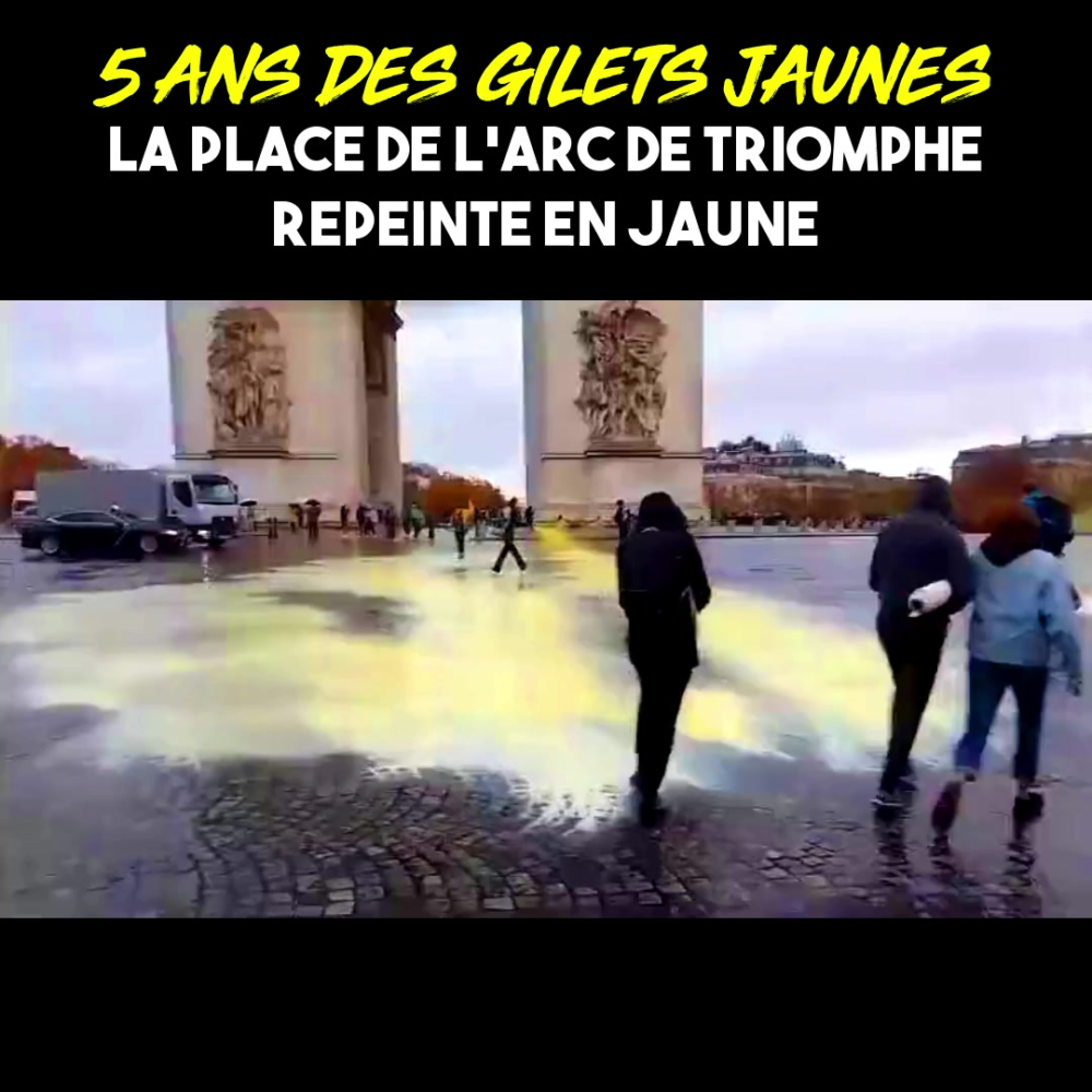 5 ans des Gilets Jaunes : le rond-point de l’Arc de Triomphe repeint en jaune