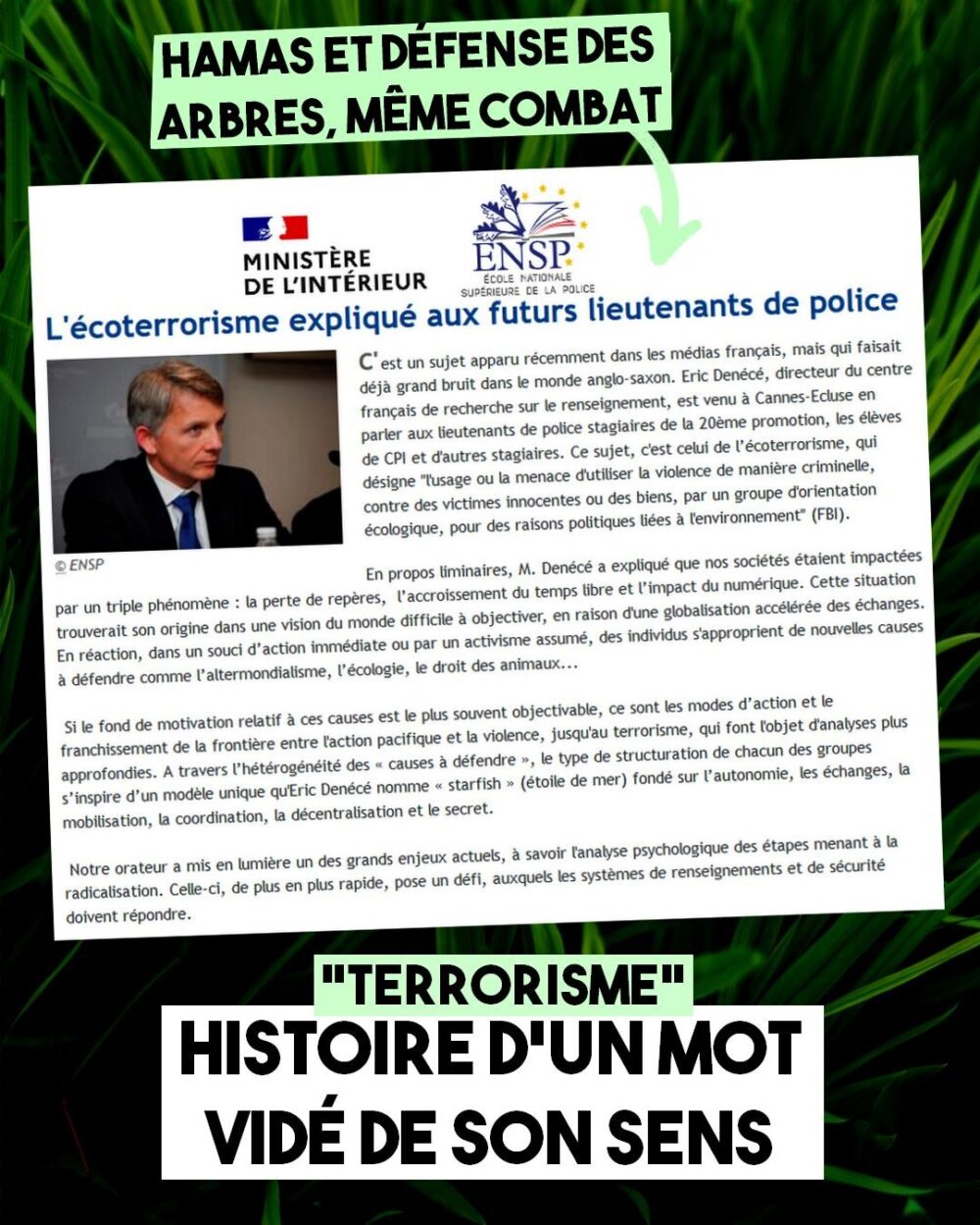L’écoterrorisme enseigné en école de police