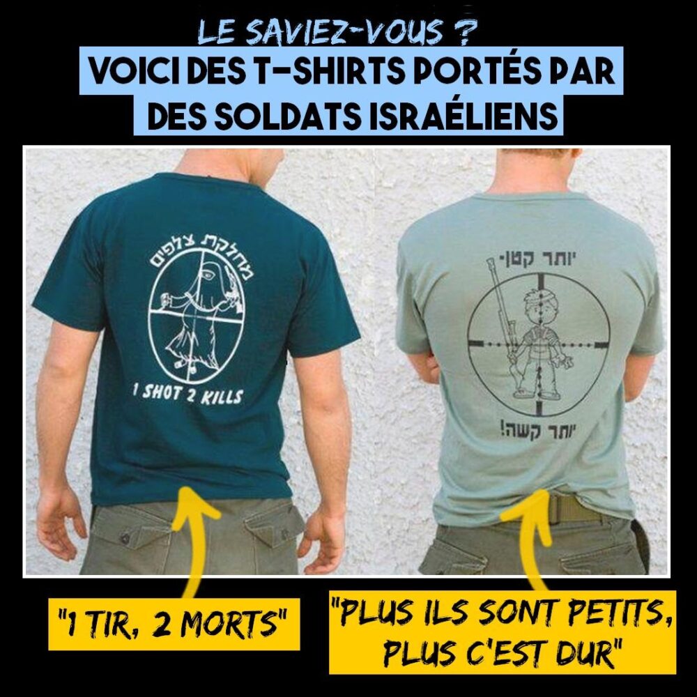Dans l’armée israélienne, des T-shirts valorisent l’assassinat d’enfants palestiniens