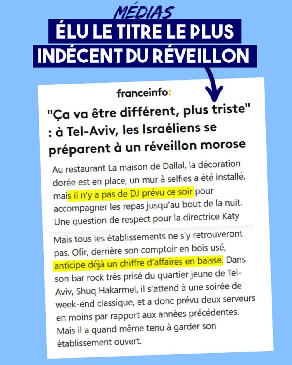 Sur France Info : le reportage le plus indigne du réveillon
